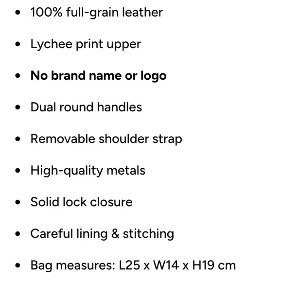 Full-Grain Leather Bag with Lychee Print - Picture 4 of 4